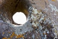 Hole in stone - mysterious ancient observatory. Zorats Karer, Qarahunj. Armenian Stonehenge