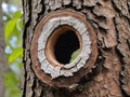 hole on tree trunk in the forest