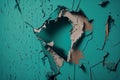 hole in the wall from cracked old paint Generative AI Royalty Free Stock Photo