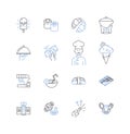 Hole-in-the-wall line icons collection. Quaint, Nook, Bijou, Intimate, Tiny, Cozy, Secluded vector and linear