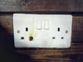 The 3 hole wall power plugs burned because it could not withstand too much electricity Royalty Free Stock Photo