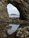 Hole in the Wall Rock Formation, Rialto Beach, Olympic National Park Royalty Free Stock Photo