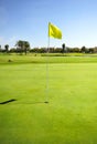 Hole and yellow flag in Costa Ballena Golf course, Rota, Cadiz province, Spaingreen, Royalty Free Stock Photo