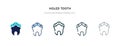 Holed tooth icon in different style vector illustration. two colored and black holed tooth vector icons designed in filled,