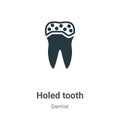 Holed tooth vector icon on white background. Flat vector holed tooth icon symbol sign from modern dentist collection for mobile