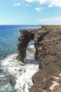 Holei Sea Arch on the coast of volcano national park Royalty Free Stock Photo