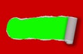 Red ripped paper with green screen place for your text or image