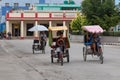 Holguin, Cuba 12/12/2018 Cyclo taxi or rickshaw waiting for passengers