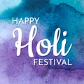 Happy Holi Festival brigth watercolor banner. Royalty Free Stock Photo