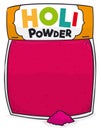 Bag and Sample with Fuchsia Powder for Holi Festival Celebration, Vector Illustration