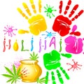 Holi Background with colorful handprint