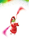 Holi background with traditional girl