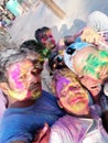 holi colorful boys group village natural