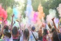 Holi festival of color. Holi colorful festival of colored paints of powders and dust. People covered with colored powder rejoice