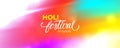 Holi festival of colors, love and spring. Bright colored festive background with hand lettering. Royalty Free Stock Photo