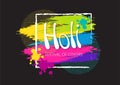 Holi festival of colors vector illustration on black background.