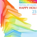 Holi Festival invitation with rainbow