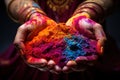 Holi powder burst in clapping motion, holi festival image download