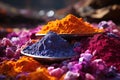 Holi powders as scattered gems, holi festival image download