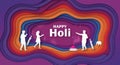 Holi\'s vibrant wave patterns dance across silhouetted figures in this joyful celebration scene. Royalty Free Stock Photo
