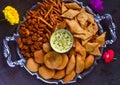 Holi snacks and kesar pista thandai Royalty Free Stock Photo