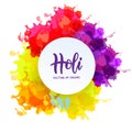Holi spring festival of colors lettering vector design element. Can use for banners, invitations and greeting cards