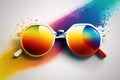 Holi Sunglasses with vivid multicolored abstract , generative AI