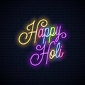 Holi vintage neon lettering. Happy holi neon