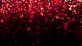 Holiday abstract red background with falling glitter particles. Beautiful festive sparkling luxury background. Shiny particle