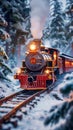 Holiday adventure aboard the Polar Express in snowy scenery