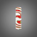 Holiday alphabet letter I uppercase. Christmas font made of peppermint candy canes. 3D render.