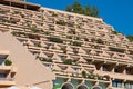 holiday apartment building and sun terrace in Ibiza island, Spain Royalty Free Stock Photo