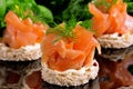 Holiday appetizer with salmon canapes Royalty Free Stock Photo