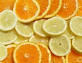 Holiday atmosphere with sunny oranges and lemons slices Royalty Free Stock Photo