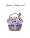 Holiday Background With Basket Full Of Beauty Flowers. Royalty Free Stock Photo