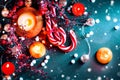 Holiday background. Christmas served table with decorations Royalty Free Stock Photo