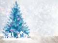 Holiday background with a Christmas tree and presents. Royalty Free Stock Photo