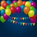 Holiday background with colorful balloons and paper flags Royalty Free Stock Photo