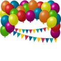 Holiday background with colorful balloons and paper flags Royalty Free Stock Photo