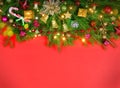 Holiday background. Fir tree branch with decorations.Xmas concept Royalty Free Stock Photo