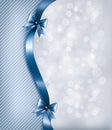 Holiday background with gift glossy bow and ribbon Royalty Free Stock Photo