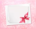 Holiday background with gift pink bow