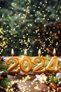 Holiday background Happy New Year 2024. Festive sparkling background. Royalty Free Stock Photo