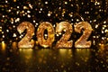 Holiday background 2022 New Year. Festive concept. Texture Gold glitter