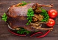 Holiday Baked goose with apples.