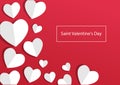 Holiday banner for Saint Valentines Day, greeting card with paper hearts on red background. Vector Royalty Free Stock Photo