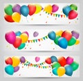 Holiday banners with colorful balloons. Royalty Free Stock Photo