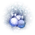 Holiday blue background with Christmas baubles