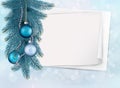 Holiday blue background with sheet of paper