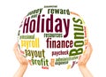 Holiday bonus word cloud sphere concept Royalty Free Stock Photo